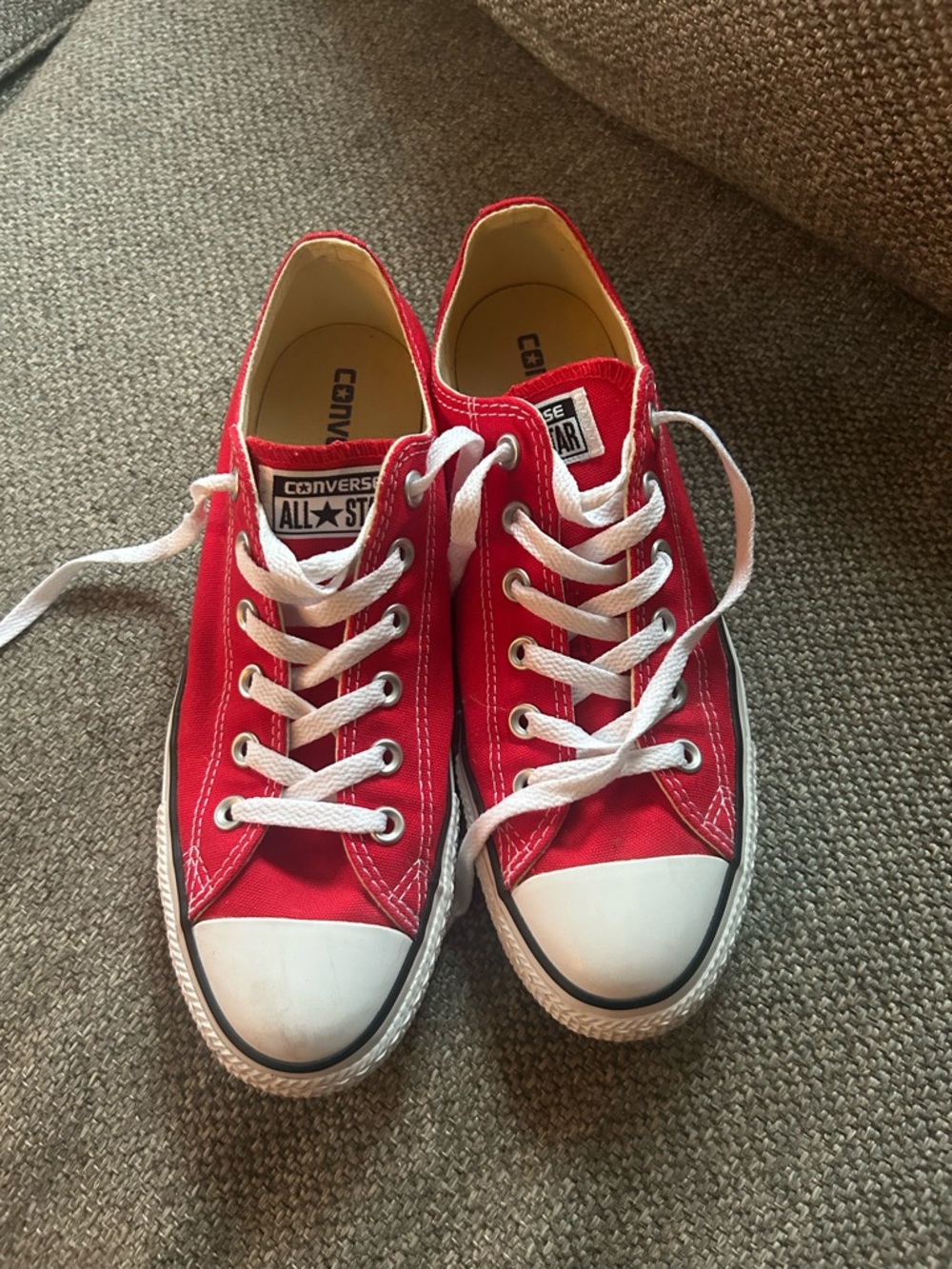 Converse Low Top Sneakers - Cream with Red Trim